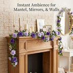 2 Pack 16FT Artificial Rose Garland - Dual Tone Light/Dark Purple, alternate view 6