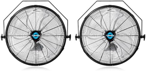 2 Pack 18 Inch High Velocity Industrial Wall Fan with TEAO Enclosure Motor - 4000 CFM - 3 Speed - 6.5 FT Cord
