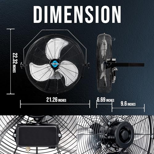 2 Pack 18 Inch High Velocity Industrial Wall Fan with TEAO Enclosure Motor - 4000 CFM - 3 Speed - 6.5 FT Cord, alternate view