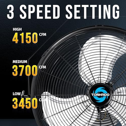 2 Pack 18 Inch High Velocity Industrial Wall Fan with TEAO Enclosure Motor - 4000 CFM - 3 Speed - 6.5 FT Cord, alternate view
