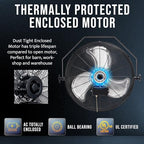 2 Pack 18 Inch High Velocity Industrial Wall Fan with TEAO Enclosure Motor - 4000 CFM - 3 Speed - 6.5 FT Cord, alternate view
