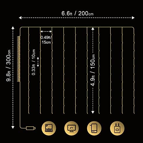 2 Pack 195LED Curtain Tapestry Backdrop String Lights, alternate view 4