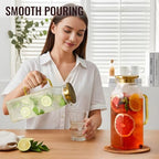 2 Pack 2.2 Liter/75 oz Square Classic Stripes Glass Pitcher with Lid, Gold in Gold, alternate view 6