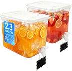 2 Pack 2.3 Gallon Drink Dispenser for Fridge with Spigot, Beverage Container Leak Proof Lids Filter Screen