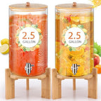 2 Pack 2.5 Gallon Glass Drink Dispensers for Parties