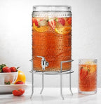 2 PACK-2 Gallon Glass Drink Dispensers for Parties, Hobnail Drink Dispenser, Beverage Dispenser with Stand and, alternate
