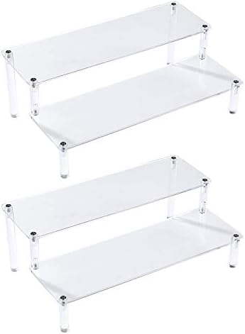 2 Pack 2-Tier Clear Acrylic Display Stand Display Shelf for Dessert Jewels Figurines, Clear Cupcake Stand - 2