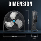 2 Pack 20 Inch High Velocity Metal Floor Fan, 3-Speed Powerful Cooling for Industrial, Commercial, and Home, alternate view 2