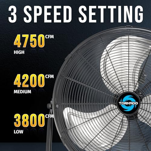2 Pack 20 Inch High Velocity Metal Floor Fan, 3-Speed Powerful Cooling for Industrial, Commercial, and Home, alternate view 3