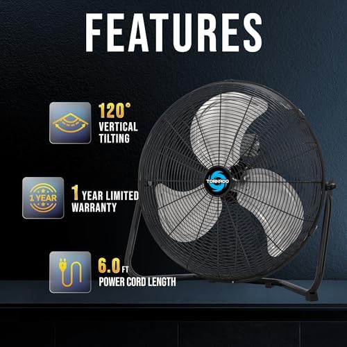 2 Pack 20 Inch High Velocity Metal Floor Fan, 3-Speed Powerful Cooling for Industrial, Commercial, and Home, alternate view 4