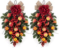 2 Pack 22.5 in Fall Teardrop Swags Autumn Apple Front Door Decor