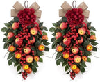 2 Pack 22.5 in Fall Teardrop Swags Autumn Apple Front Door Decor