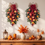 2 Pack 22.5 in Fall Teardrop Swags Autumn Apple Front Door Decor, alternate view 2