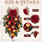 2 Pack 22.5 in Fall Teardrop Swags Autumn Apple Front Door Decor, alternate view 3