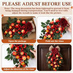 2 Pack 22.5 in Fall Teardrop Swags Autumn Apple Front Door Decor, alternate view 6