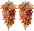 2 Pack 22 in Fall Teardrop Swags Autumn Sorghum Front Door Decor