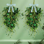 2 Pack 23’’ St. Patrick's Day Wreaths for Front Door St. Patricks Day Teardrop Swag Artificial Green Shamrock, alternate view