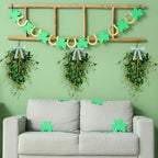 2 Pack 23’’ St. Patrick's Day Wreaths for Front Door St. Patricks Day Teardrop Swag Artificial Green Shamrock, alternate view