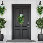 2 Pack 23’’ St. Patrick's Day Wreaths for Front Door St. Patricks Day Teardrop Swag Artificial Green Shamrock, alternate view