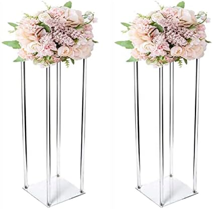 2 Pack 24'' Tall 8'' Dia. Acrylic Flower Stand Wedding Centerpieces Marriage Decorations Supplies Tabletop Decor, alternate