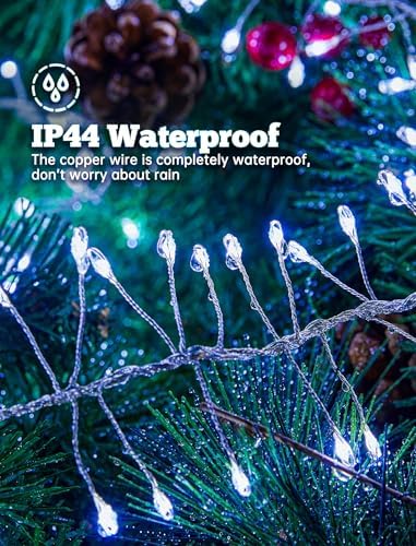 2 Pack 240 LED 20FT Total 40FT 480LED Solar Fairy Lights Outdoor Waterproof in Cool White, alternate view 4