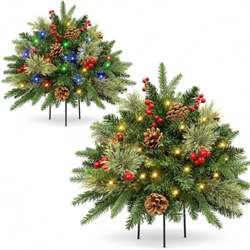 2 Pack 24IN Artificial Christmas Urn Filler for Outdoor Decorations