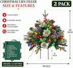 2 Pack 24IN Artificial Christmas Urn Filler for Outdoor Decorations, alternate view 2