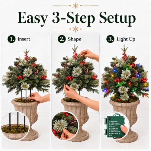 2 Pack 24IN Artificial Christmas Urn Filler for Outdoor Decorations, alternate view 4