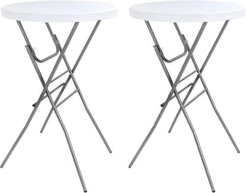 2 Pack 28in Folding Cocktail Table, Folding Round High Top Indoor Outdoor with Removable Legs, Tall Bistro