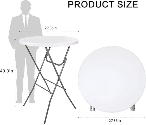 2 Pack 28in Folding Cocktail Table, Folding Round High Top Indoor Outdoor with Removable Legs, Tall Bistro, alternate view 3