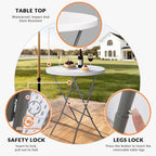 2 Pack 28in Folding Cocktail Table, Folding Round High Top Indoor Outdoor with Removable Legs, Tall Bistro, alternate view 6