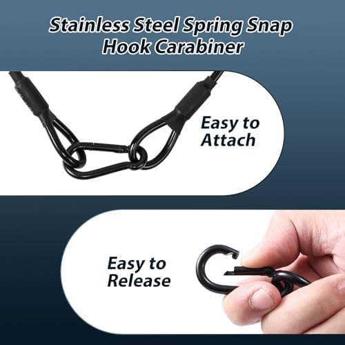 2-Pack 2ft Stainless Steel Safety Security Cables with 1/8" Diameter, Black in Black, alternate view 3