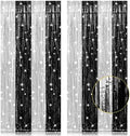 2 Pack 3.2 x 8.2 ft Black and Silver Foil Fringe Curtains in 3.2 ft x 8.2 ft in Black and Silver