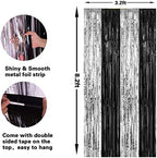 2 Pack 3.2 x 8.2 ft Black and Silver Foil Fringe Curtains in 3.2 ft x 8.2 ft in Black and Silver, alternate view 3