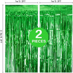 2 Pack 3.2Ft x 8.2Ft Green Tinsel Curtain Party Backdrop in Large in Metallic Gren, alternate view 3