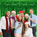 2 Pack 3.2Ft x 8.2Ft Green Tinsel Curtain Party Backdrop in Large in Metallic Gren, alternate view 4