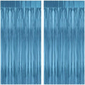 2 Pack 3.2Ft x 8.2Ft Lake Blue Foil Fringe Curtains Tinsel Backdrop