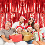 2 Pack 3.2Ft x 8.2Ft Red Metallic Tinsel Foil Fringe Curtain, alternate view 2