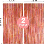 2 Pack 3.2ft x 8.2ft Rose Gold Foil Fringe Curtain Backdrop, alternate view 4
