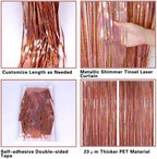 2 Pack 3.2ft x 8.2ft Rose Gold Foil Fringe Curtain Backdrop, alternate view 5