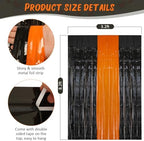 2 Pack 3.2Ftx8.2Ft Black and Orange Tinsel Foil Fringe Curtain in 3.2 feet x 8.2 feet in Orange and Black, alternate view 3