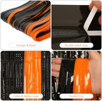 2 Pack 3.2Ftx8.2Ft Black and Orange Tinsel Foil Fringe Curtain in 3.2 feet x 8.2 feet in Orange and Black, alternate view 4