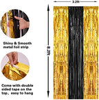 2 Pack 3.2x8.2 Feet Black and Gold Tinsel Backdrop in 8.2"L x 3.2"W in Black and Gold, alternate view 3