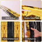 2 Pack 3.2x8.2 Feet Black and Gold Tinsel Backdrop in 8.2"L x 3.2"W in Black and Gold, alternate view 5