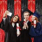 2 Pack 3.2x8.2 Feet Black and Red Foil Fringe Curtains in 8.2 ft(H) x 3.2 ft (W) in Red and Black, alternate view 2