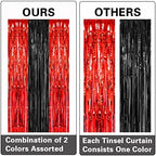 2 Pack 3.2x8.2 Feet Black and Red Foil Fringe Curtains in 8.2 ft(H) x 3.2 ft (W) in Red and Black, alternate view 5