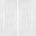 2 Pack 3.2x8.2 ft White Tinsel Curtain Party Backdrop Decorations in 3.2 x 8.2 feet in White