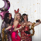 2 Pack 3.2x8.2 ft White Tinsel Curtain Party Backdrop Decorations in 3.2 x 8.2 feet in White, alternate view 3