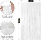 2 Pack 3.2x8.2 ft White Tinsel Curtain Party Backdrop Decorations in 3.2 x 8.2 feet in White, alternate view 5