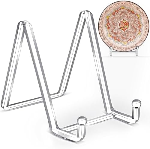 2 Pack 3 Inches Plate Stands for Display Clear Acrylic Square Holder Stand Picture Frame Holder Easel for Book